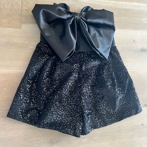Black Zara romper with sequins and bow. Size women’s large, never worn